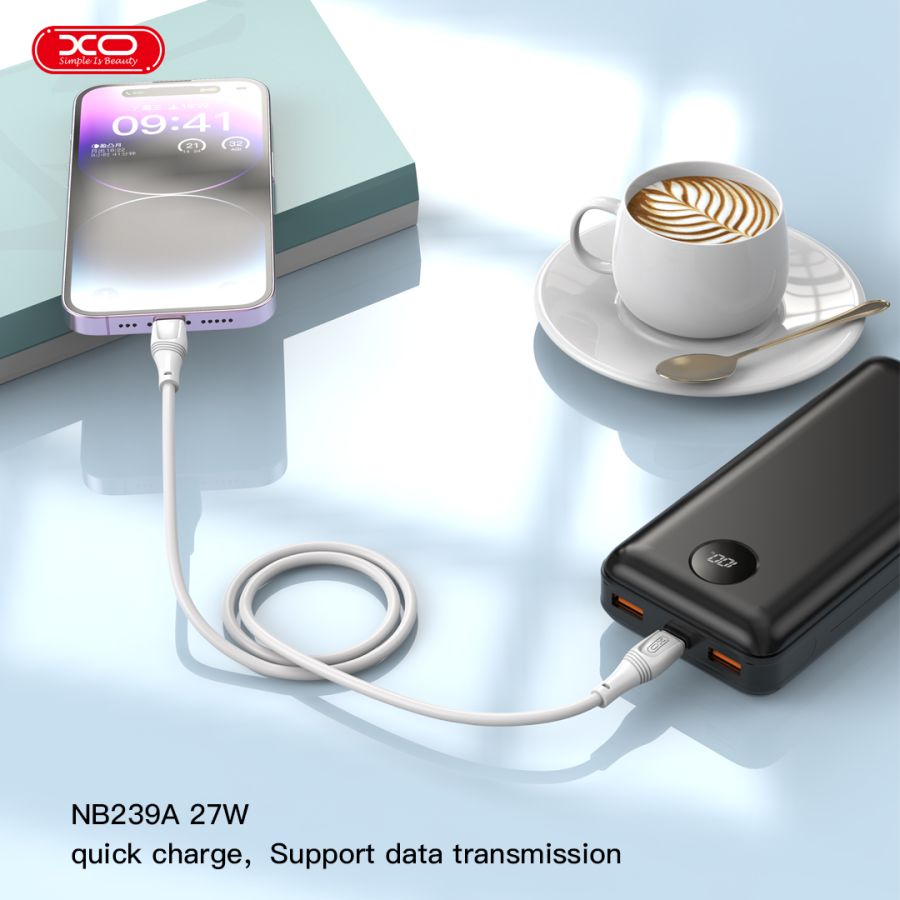 Кабель XO NBQ239A Zeus Series High Elastic Type-C to Lightning - 27W - 1m White (6976047) 