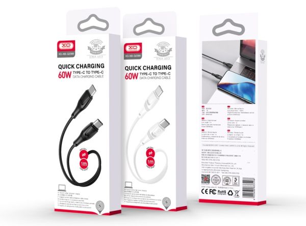 Кабель XO NB-Q239B Zeus Series High Elastic Type-C to Type-C - 60W - 1m White (6976048) 