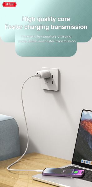 Кабель XO NBQ236A Braided Type-C to Lightning - 27W - 1m White (6976049) 