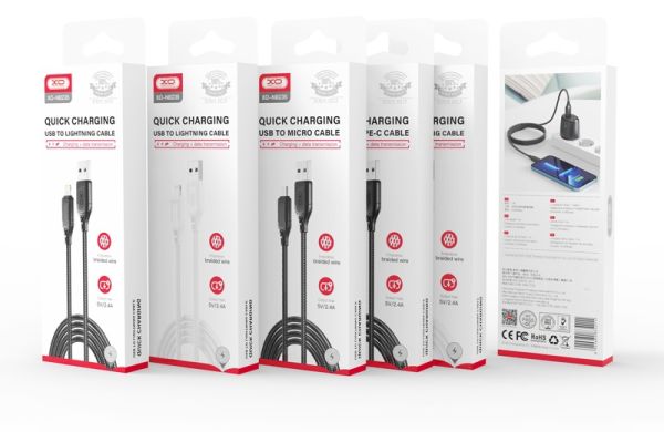 Кабель XO NB235 Zebra Series Braided USB-A to Type-C - 1m White (6976055) 