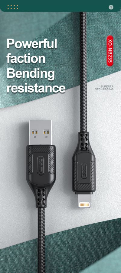 Кабель XO NB235 Zebra Series Braided USB-A to Type-C - 1m White (6976055) 