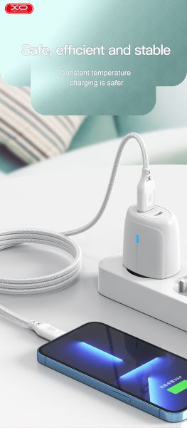 Кабель XO NB235 Zebra Series Braided USB-A to Micro - 1m White (6976054) 