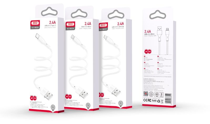 Кабель XO NB230 Rock Series USB-A to Lightning - 1m White (6976056) 
