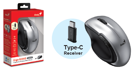 Миша Genius Ergo 8200S Type-C Receiver, Silver (6982512) 
