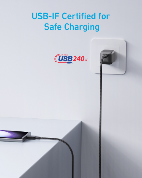 Кабель Anker 310 USB-C to USB-C - 0.9m 240W Nylon Black (6962728) 