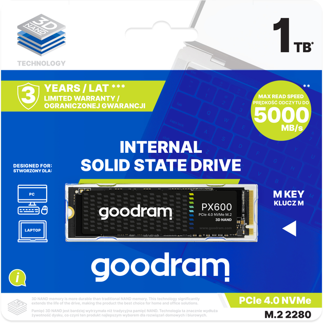SSD накопичувач Goodram M.2 1000GB PX600 NVMe PCIe 4.0 2280  (6914251) 
