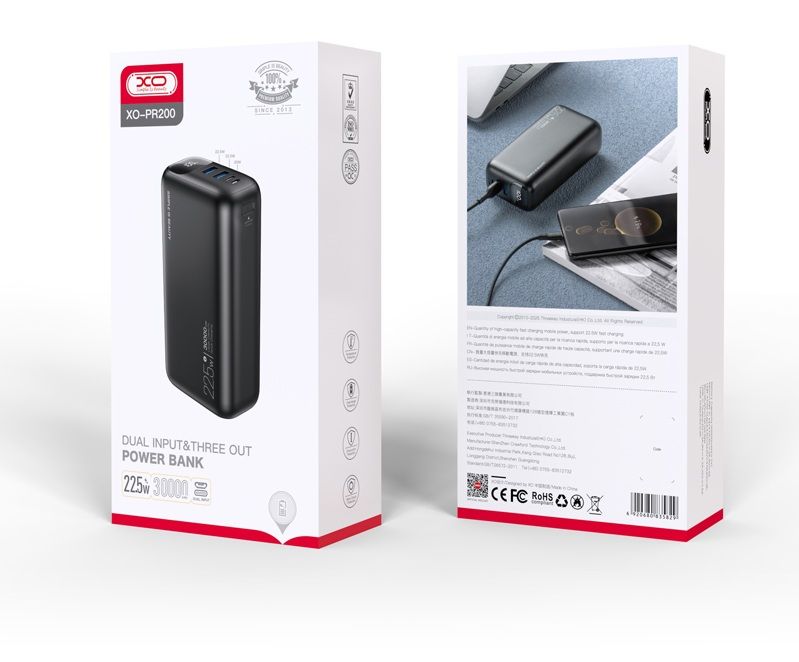 Портативний зарядний пристрій XO PR200 - 30000 mAh PD20W + QC22.5W Black (7005549) 