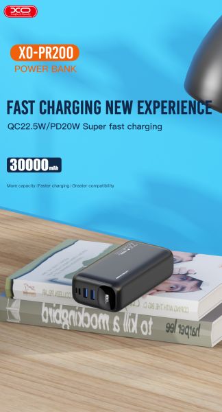 Портативний зарядний пристрій XO PR200 - 30000 mAh PD20W + QC22.5W Black (7005549) 