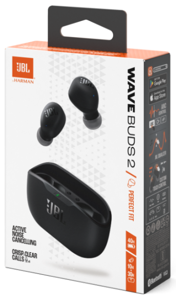 Гарнітура JBL WAVE BUDS 2 Black (JBLWBUDS2BLK)  (7065567) 