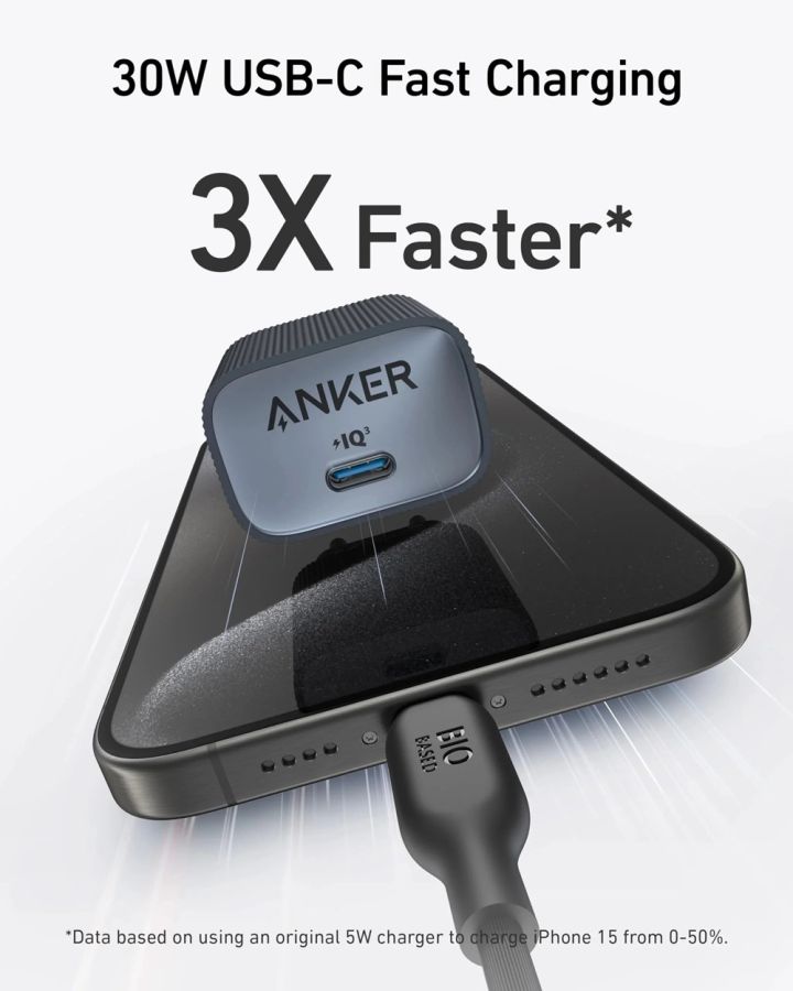 Мережевий адаптер ANKER PowerPort 511 Nano IV - 30W USB-C (Black Stone)
