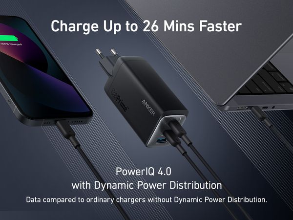 Мережевий зарядний пристрій Anker PowerPort 737 GaNPrime - 120W 2xPD & 1xPIQ PPS/DPDS Black (7079353) 