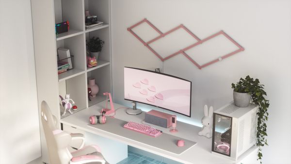 Накладка розовая матовая Nanoleaf Lines Skins -  Pink Matte  - 9 шт.