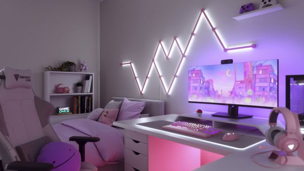 Накладка розовая матовая Nanoleaf Lines Skins -  Pink Matte  - 9 шт.