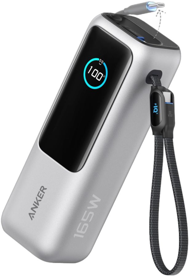 Повербанк Anker Laptop Power Bank 25000mah (165W) PD з вбудованими кабелями USB-C (Silver)