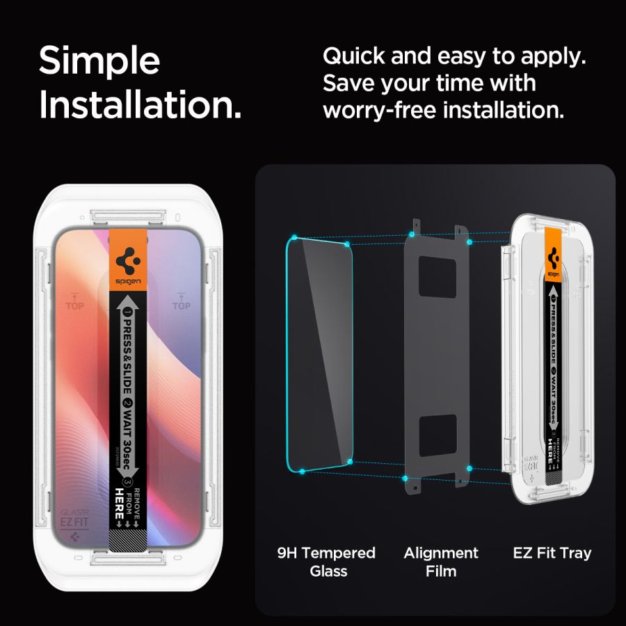Захисне скло Spigen Glass tR EZ Fit для Apple iPhone 16 Pro Max/17 Pro Max (Clear) 2 шт.