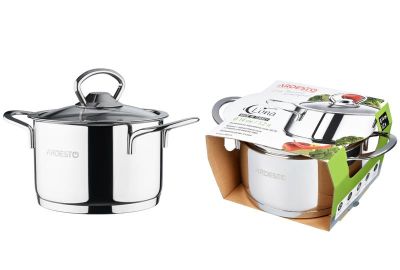 Каструля зі скляною кришкою Ardesto Luna,1.2л, нержавіюча сталь