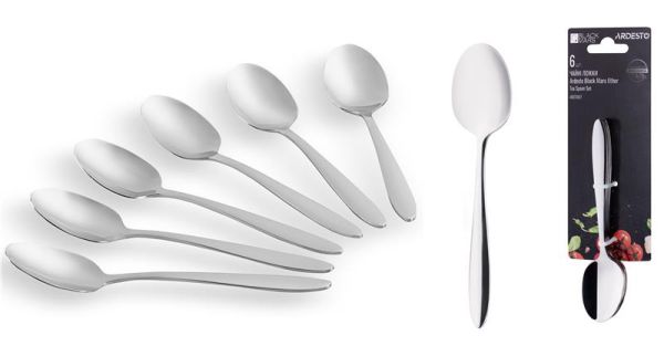 Набір чайних ложок Ardesto Black Mars Ether, 6 приборів, нержавіюча сталь