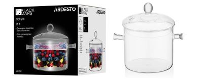 Каструля з кришкою Ardesto Black Mars, 1.5л, боросилікатне скло