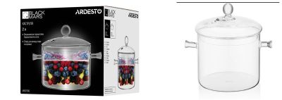 Каструля з кришкою Ardesto Black Mars, 2л, боросилікатне скло
