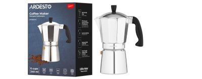 Гейзерна кавоварка Ardesto Gemini Cremona, 0.24л, 6 чашок, алюміній