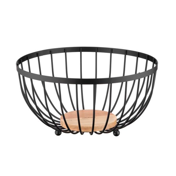 Кошик Ardesto Midori 25х25х13см, метал, дерево, чорний