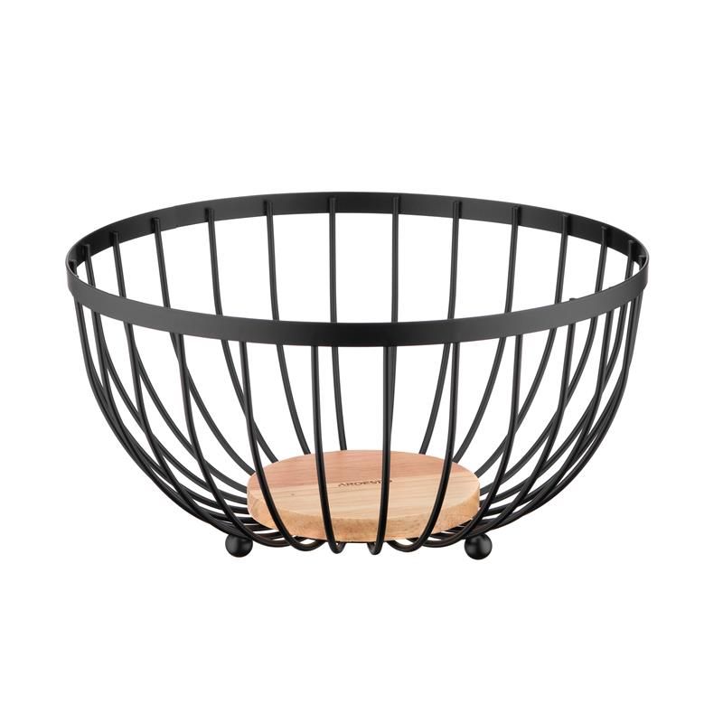 Кошик Ardesto Midori 25х25х13см, метал, дерево, чорний