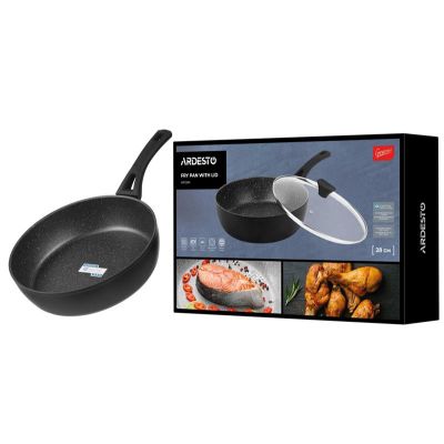 Сковорода глибока з кришкою Ardesto Gemini Livorno, 28см, алюміній, чорний