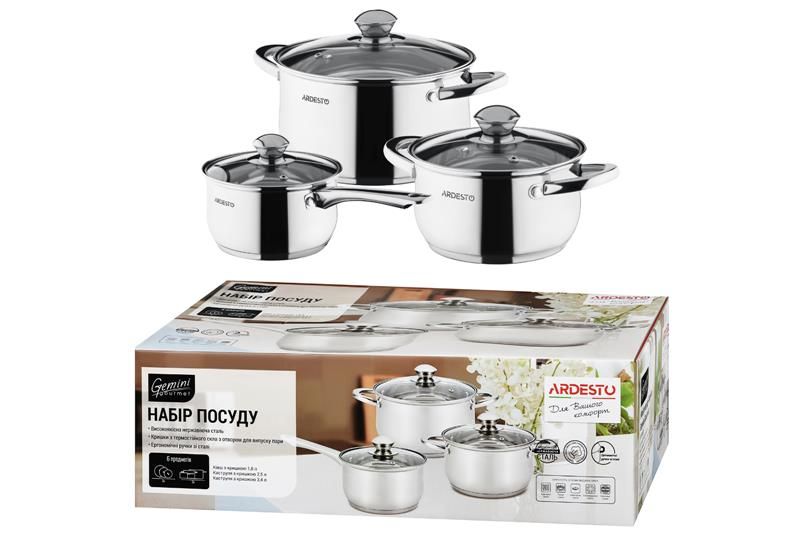 Набір посуду Ardesto Gemini Gourmet Varese, 6 предметів, нержавіюча сталь