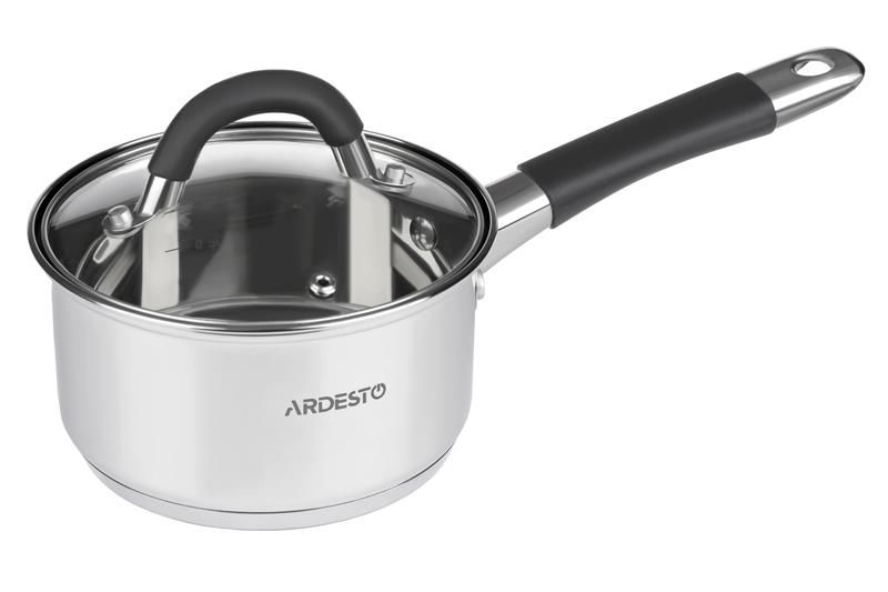 Ківш зі скляною кришкою Ardesto Gemini Salerno, 1.6л, нержавіюча сталь, силікон