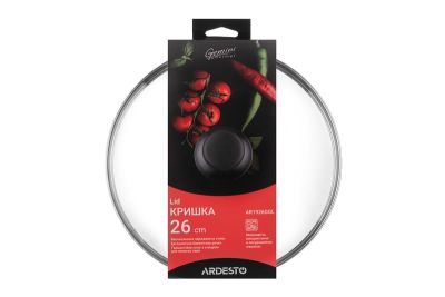 Кришка Ardesto Gemini Gourmet, 26см, термостійке скло, нержавіюча сталь, бакеліт