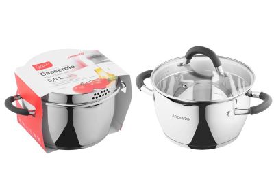 Каструля зі скляною кришкою та зливом Ardesto Gemini Livorno, 5.5л, нержавіюча сталь, силікон