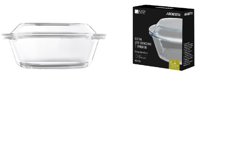 Форма для запікання з кришкою Ardesto Black Mars, 20.6х20.6х9.9см, боросилікатне скло, кругла, прозорий