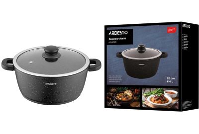 Каструля зі скляною кришкою Ardesto Gemini Anzio, 6.4л, алюміній, чорний