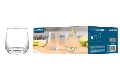 Набір стопок Ardesto Gloria Shine, 95мл, 6шт, скло, прозорий