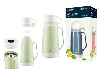 Термос Ardesto Gemini Gourmet, 1000мл, пластик, боросилікатне скло, зелений
