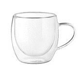 Набір чашок з ручками і подвійними стінками Ardesto, 300мл, 2шт, боросилікатне скло, прозорий