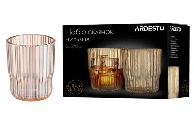 Набір склянок низьких Ardesto Golden Moon, 300мл, 2шт, скло, золотистий