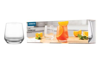 Набір склянок низьких Ardesto Gloria Shine, 345мл, 3шт, скло, прозорий
