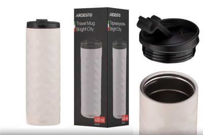 Термочашка Ardesto Bright City, 400мл, нержавіюча сталь, бежевий