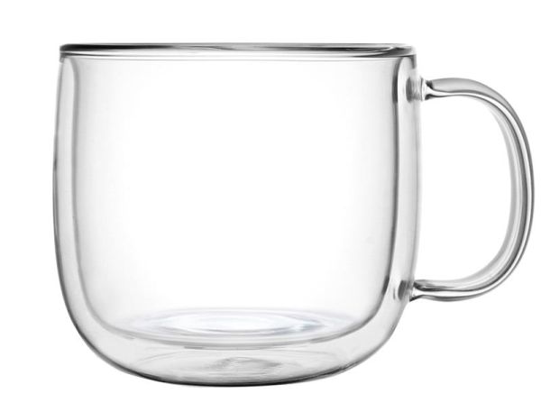 Набір чашок з ручками і подвійними стінками Ardesto, 450мл, 2шт, боросилікатне скло, прозорий