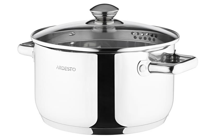 Каструля зі скляною кришкою та зливом Ardesto Gemini Lecco, 4.7л, нержавіюча сталь