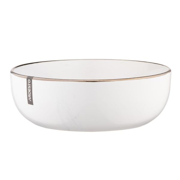 Тарілка супова Ardesto Marmo, 19см, кераміка, білий