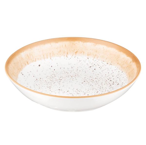 Тарілка супова Ardesto Siena, 790мл, 20см, порцеляна, біло-жовтий