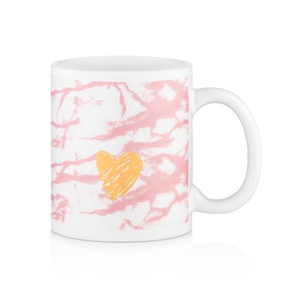 Чашка Ardesto Hello, 330мл, кераміка, біло-рожевий