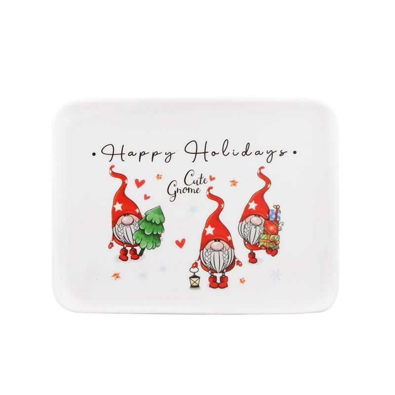 Блюдо Ardesto Christmas Gnomes, 20х15см, порцеляна, прямокутна