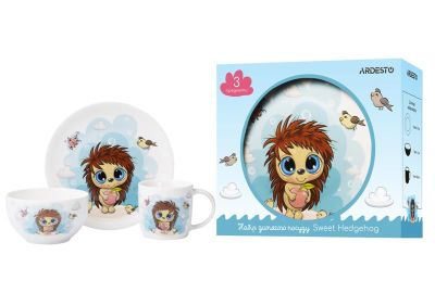 Набір дитячого посуду Ardesto Sweet hedgehog, 3 предмети, порцеляна