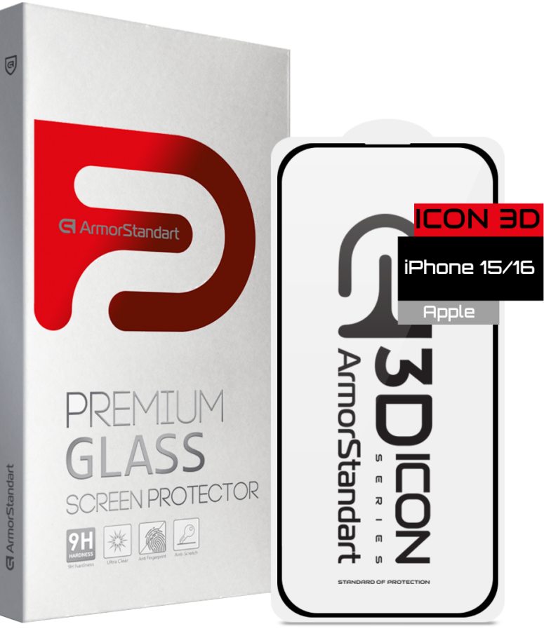 Захисне скло ArmorStandart Icon 3D для Apple iPhone 15/16 (Black)