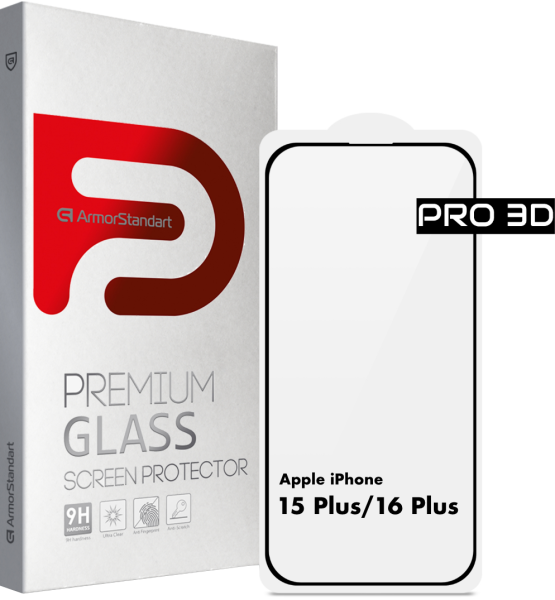 Защитное стекло ArmorStandart Pro 3D для Apple iPhone 15 Plus/16 Plus (Black)
