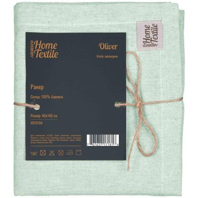 Ранер Ardesto Oliver, 40х140см, 100% бавовна, аквамарин