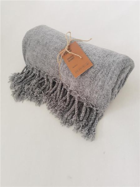 Плед Ardesto Chenille 140х190см, 100% поліестер, сірий темний